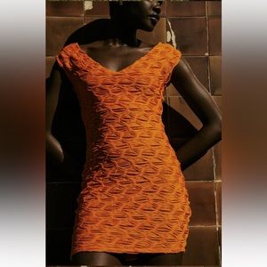 Zara Orange Sleeveless Midi dress